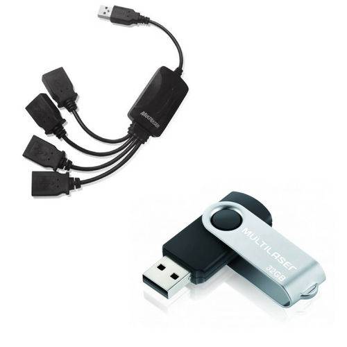 Kit Pen Drive Twist 32GB e Hub USB
