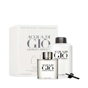 Kit Perfume Aqua Di Gio Masculino Eau de Toilette 200ml + Refil 50ml
