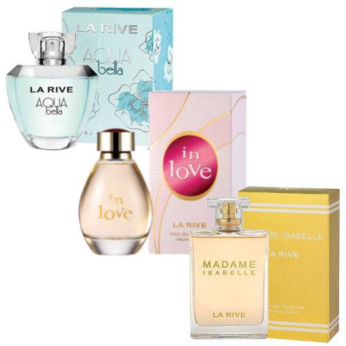 Kit 3 Perfume Madame Isa, Aqua Bella,In Love La Rive Fem