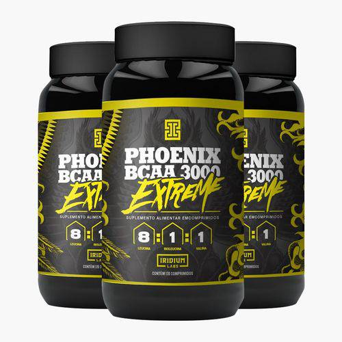Kit Phoenix BCAA 3000 Extreme - 3 Potes de 120 Comprimidos