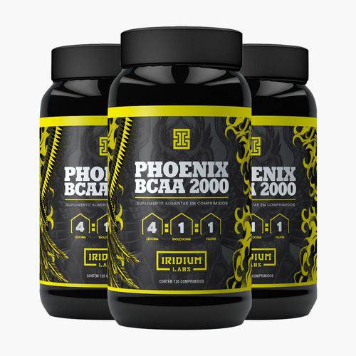 Kit Phoenix BCAA 2000 - 3 Potes de 120 Comprimidos