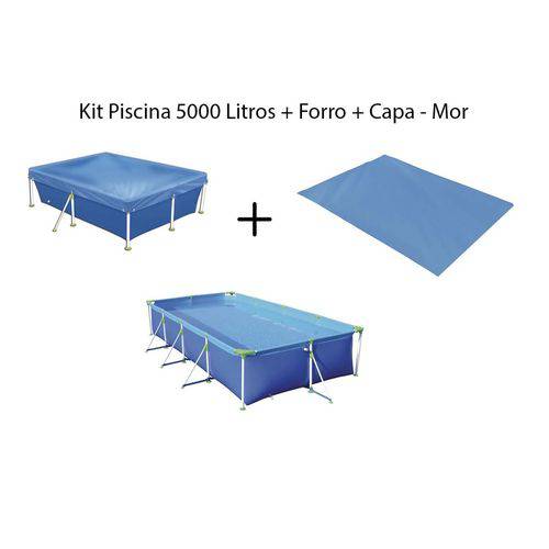 Kit Piscina 5000 Litros + Forro + Capa - Mor