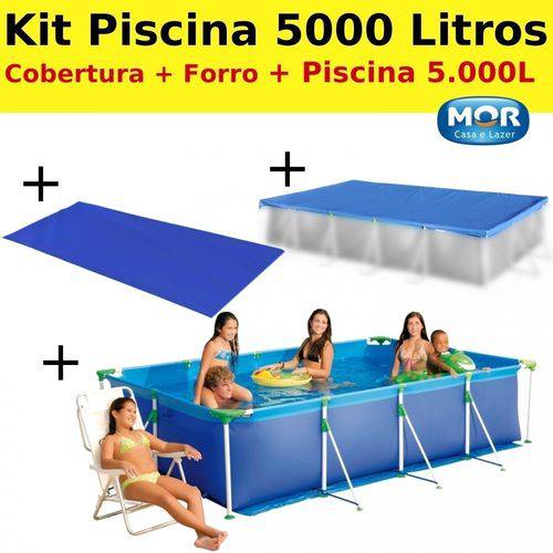 Kit Piscina 5000 Litros Premium Mor 3,25m X 2,06 X 75cm (Capa+Forro+Piscina)