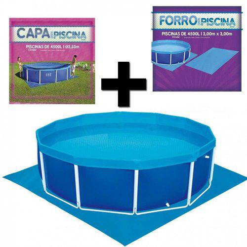 Kit Piscina Circular Estrutural 4500 L + Capa + Forro Mor