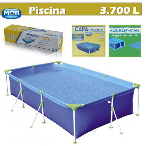 Kit Piscina Premium 3700 Litros + Capa + Forro Retengular - Mor