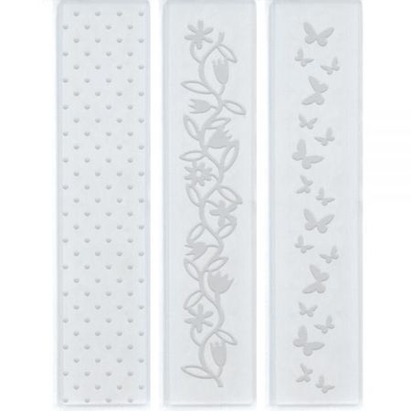 Kit Placa para Relevo 2D Elegance 3,2 X 14,6cm Poá, Borboletas e Flores