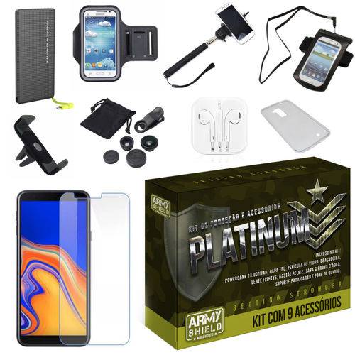 Kit Platinum Galaxy J4 Plus com 9 Acessórios - Armyshield