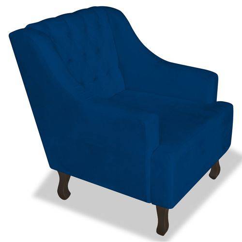 Poltrona Cadeira Dante Luiz Xv para Sala Escritório Recepção Suede Azul Marinho - AM DECOR