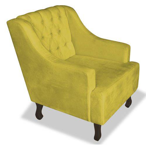 Poltrona Cadeira Dante Luiz Xv para Sala Escritório Recepção Corino Amarelo - AM DECOR