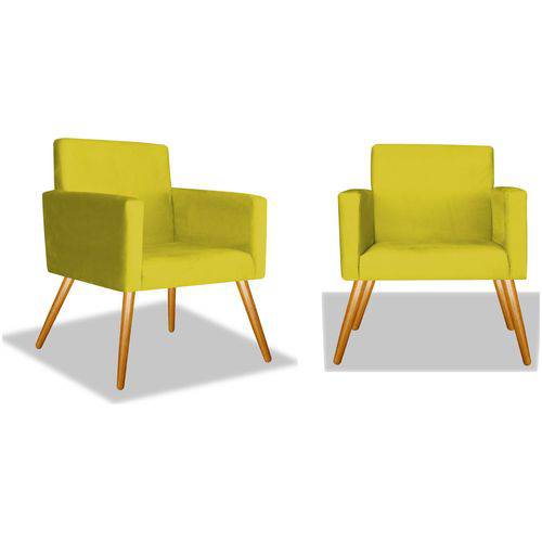 Kit 2 Poltronas Cadeiras Decorativas Nina Recepção Sala Escritório Corino Amarelo – BC DECOR