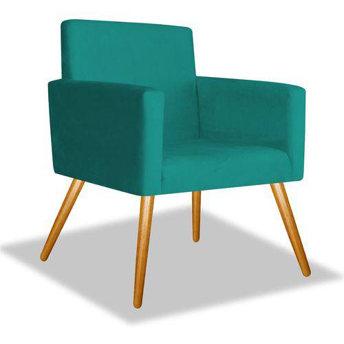 Kit 2 Poltronas Cadeiras Decorativa Beatriz Sala Quarto Escritório Recepção Suede Azul Turquesa - AM DECOR
