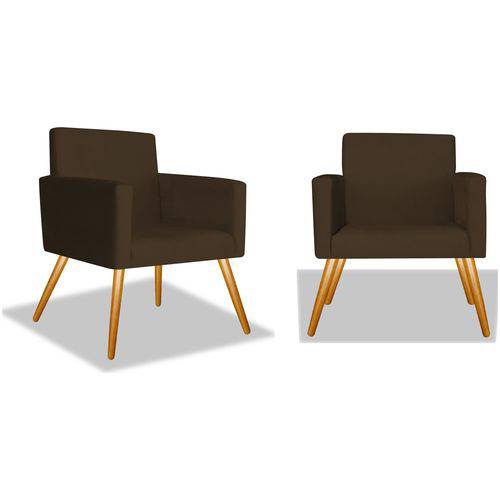 Kit 2 Poltronas Cadeiras Decorativas Nina Recepção Sala Escritório Corino Marrom – BC DECOR