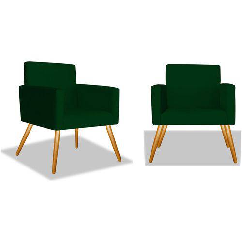 Kit 2 Poltronas Cadeiras Decorativa Beatriz Sala Quarto Escritório Recepção Suede Verde Musgo - AM DECOR