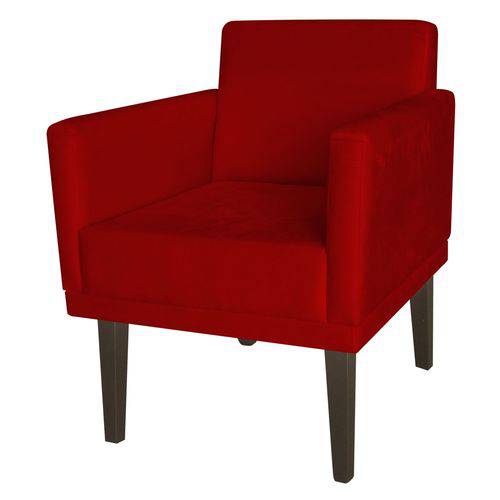 Poltrona Cadeira Mia para Recepção Sala Escritório Quarto Suede Vermelho - AM DECOR