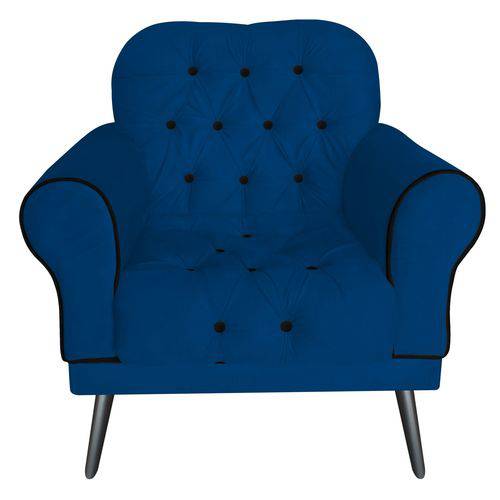 Poltrona Cadeira Olivia para Sala Escritório Recepção Suede Azul Marinho - AM DECOR