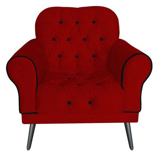 Poltrona Cadeira Olivia para Sala Escritório Recepção Corino Vermelho - AM DECOR