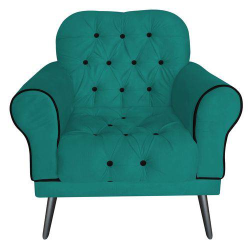 Poltrona Cadeira Olivia para Sala Escritório Recepção Suede Azul Turquesa - AM DECOR