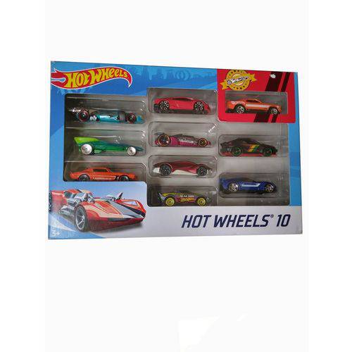Kit Porta-carrinho Modular Hot Wheels + Caixa com 10 Carrinhos Hot Wheels
