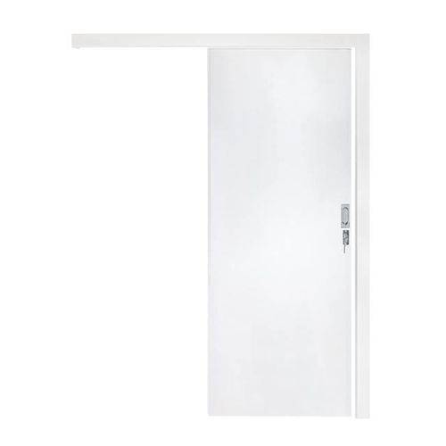 Kit Porta de Correr Liso Branco Pormade 82x210 - Esquerda - Paredes de 17,8cm a 24.8cm