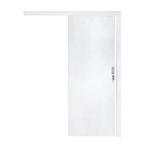 Kit Porta de Correr Liso Branco Pormade - 72x210 - Esquerda - Paredes de 11,8cm à 18,8cm