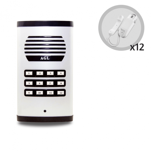 Kit Porteiro Eletrônico Coletivo 12 Pontos com 12 Monofones AGL