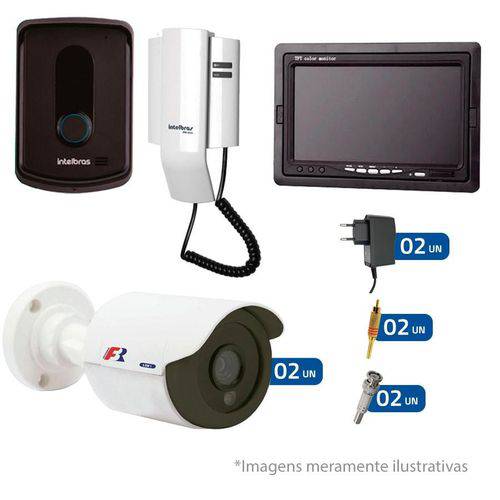 Kit Porteiro Intelbras IPR8010 com 02 Câmeras Infra Bullet HD 720p e Tela Monitor 7 LCD Colorido