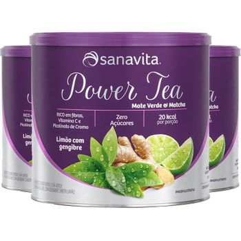 Kit 3 Power Tea Mate Verde & Matchá Limão com Gengibre 200g Sanavita
