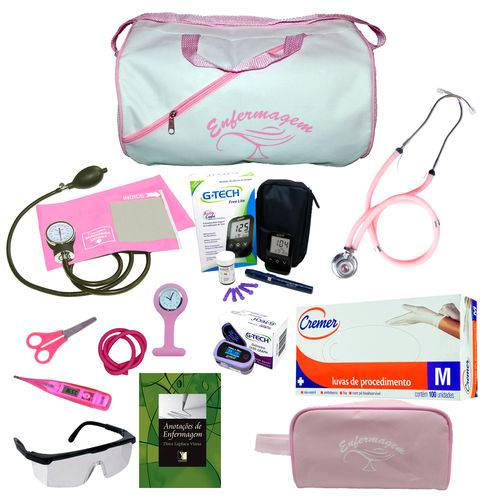 Kit Profissional da Enfermagem Luxo - Rosa Bebê Premium