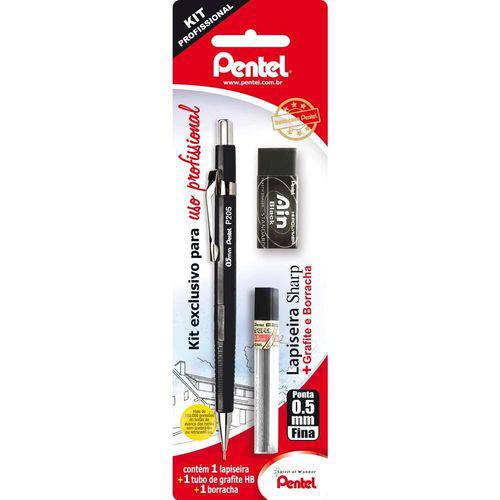 Kit Profissional Pentel Sm/p205-ambp – Lapiseira0,5mm+grafite+borracha