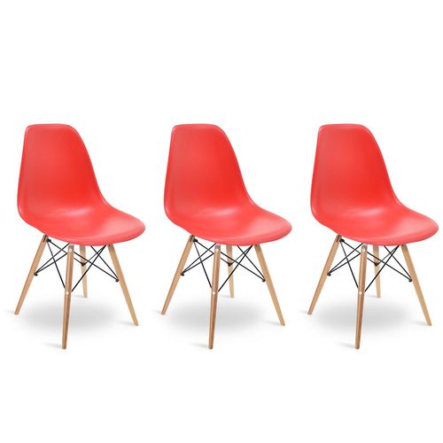 Kit Promocional 03 Cadeiras Eames DSW Vermelha Vermelha