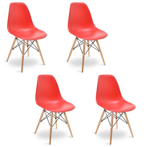 Kit Promocional 04 Cadeiras Eames DSW Vermelha Vermelha