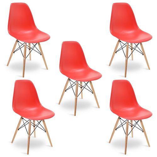 Kit Promocional 05 Cadeiras Eames DSW Vermelha Vermelha