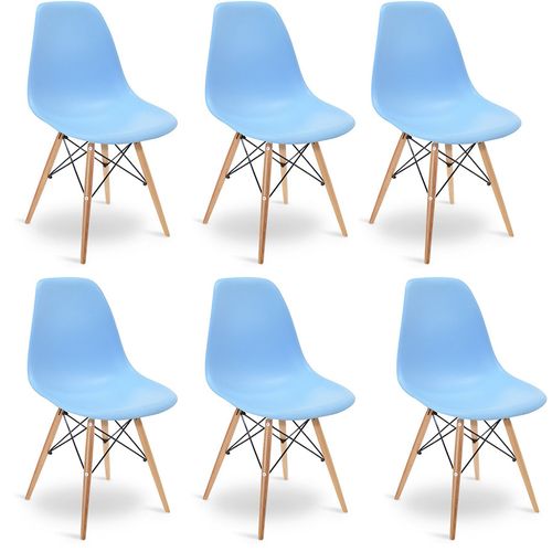 Kit Promocional 06 Cadeiras Eames DSW Azul Azul