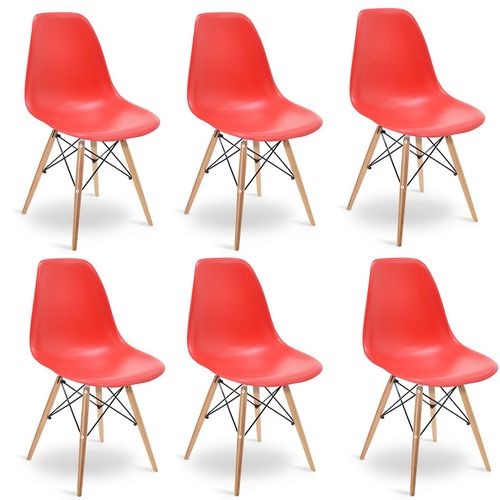 Kit Promocional 06 Cadeiras Eames DSW Vermelha Vermelha