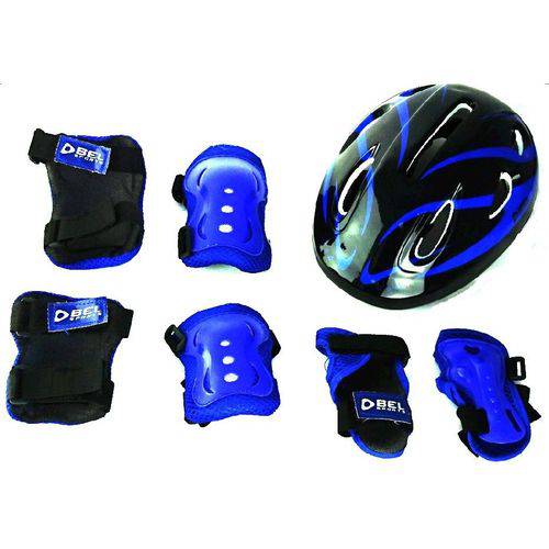 Kit Proteção para Skate Bike Bel Joelheira Capacete Tamanho M Azul 411202