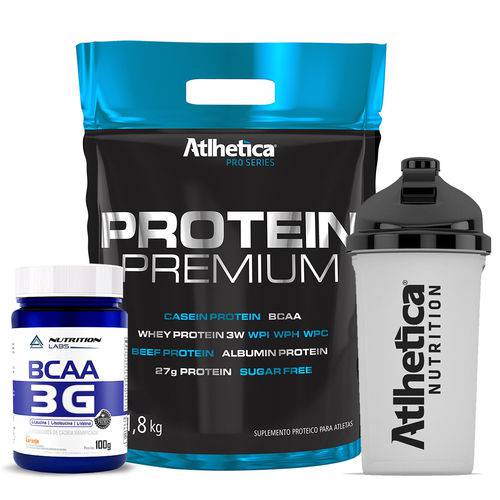 KIT Protein Premium (1,8kg) + BCAA 3g + Shakeira