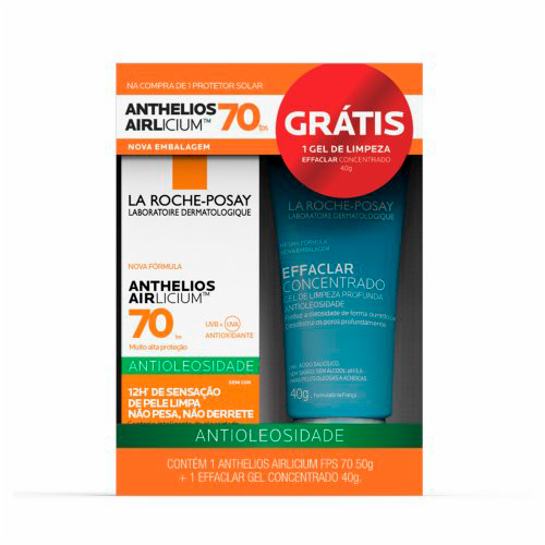 Kit Protetor Solar Facial La Roche Posay Anthelios Airlicium FPS70 + Effaclar Concentrado 40g