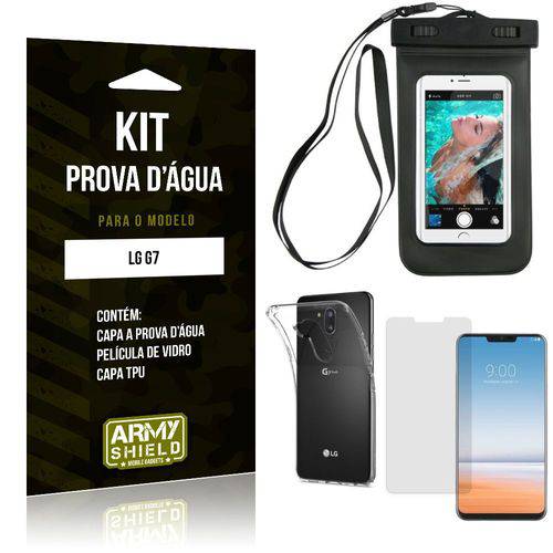Kit Prova D'água LG G7 Capa a Prova D'água + Capa + Película de Vidro - Armyshield