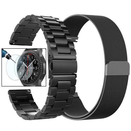 Kit Pulseira para Gear S3 Frontier S3 Classic Milanese Loop Valkit com Protetor de Tela Galaxy Watch
