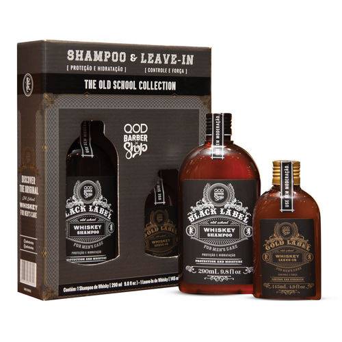 Kit Qod Barber Shop Old School Whiskey Shampoo 290ml + Leave-in 145ml