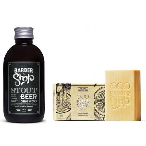 Kit QOD Barber Shop Shampoo Stout + Sabonete em Barra 200 G
