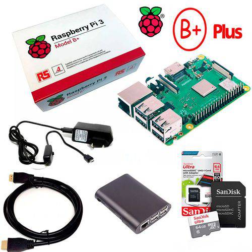 Kit Raspberry Pi 3 B+ Plus - Cartão 64gb - Case -nota Fiscal