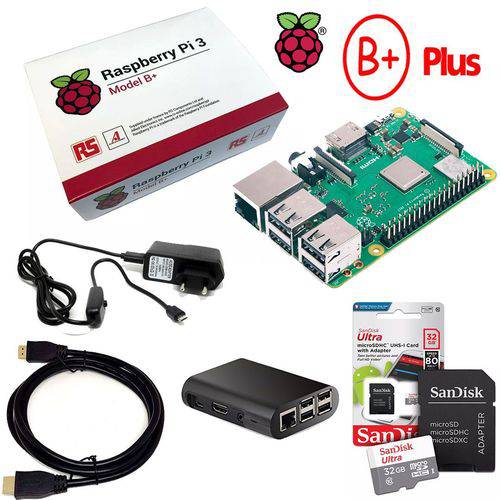 Kit Raspberry Pi 3 B+ Plus - Cartão 32gb - Case -nota Fiscal