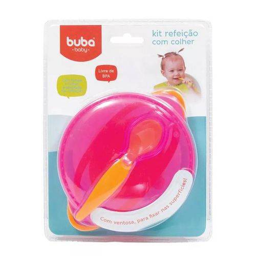 Kit Refeição com Ventosa Baby Rosa - Buba Baby