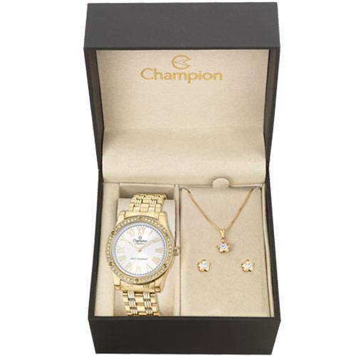 Kit Relógio Champion Feminino Elegance com Colar e Brincos Cn27287w