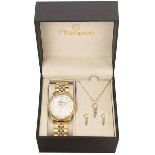Kit Relógio Feminino Champion CN26073W - Dourado