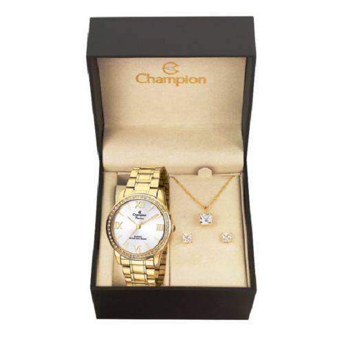 Kit Relógio Feminino Champion Passion Dourado Ch24679w