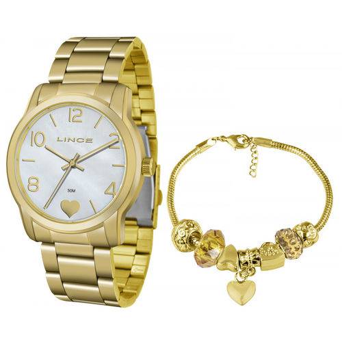 Kit Relógio Lince Feminino Ref: Lrg4553l Dourado
