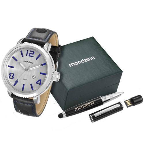 Kit Relógio Mondaine Masculino com Caneta Pen Drive 94791g0mvnh1k1