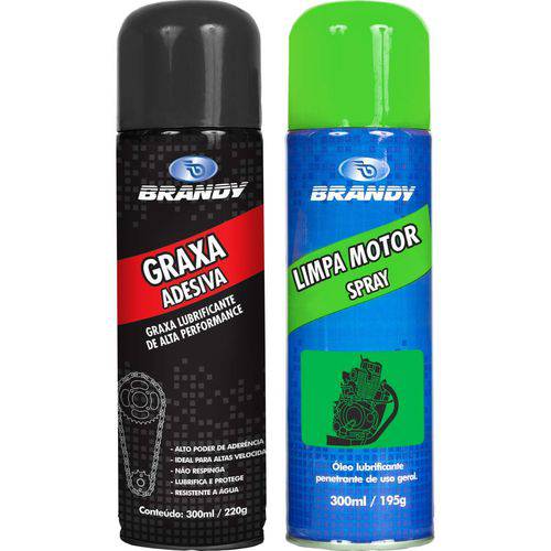 Kit Removedor Spray Limpa Corrente + Graxa Adesiva Spray Brandy 300ml